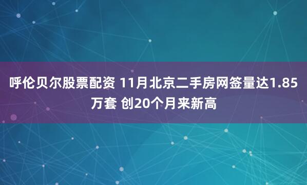 呼伦贝尔股票配资 11月北京二手房网签量达1.85万套 创20个月来新高