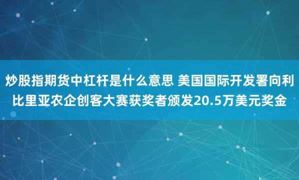 炒股指期货中杠杆是什么意思 美国国际开发署向利比里亚农企创客大赛获奖者颁发20.5万美元奖金