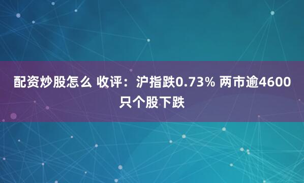 配资炒股怎么 收评：沪指跌0.73% 两市逾4600只个股下跌