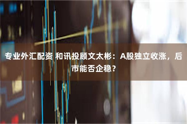 专业外汇配资 和讯投顾文太彬：A股独立收涨，后市能否企稳？